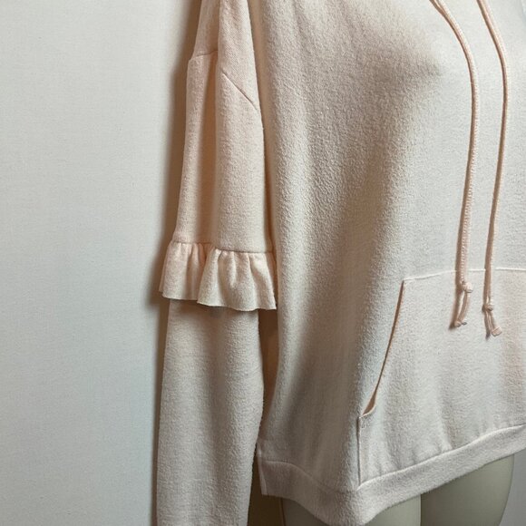 LC Lauren Conrad Pink Sz Small -- ruffle hoodie shirt feminine with pocket - Picture 3 of 11